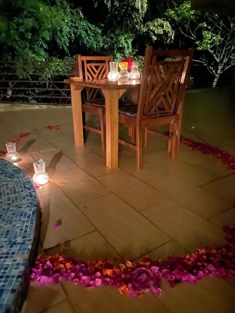 Romantic poolside candlelit dinner at The Address Resort